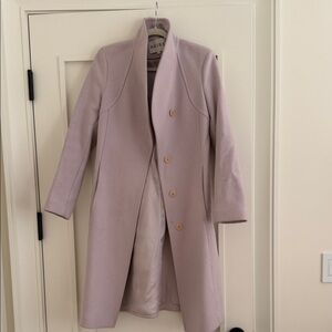 Reiss Women's Soft Pink Lavender Midi Wool Coat Size S